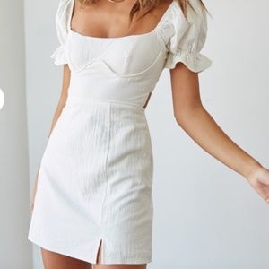 Drew Corset Linen Mini Dress in White